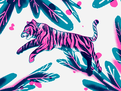 Wild Tiger endangered illustration ink nature risograph animal tiger wild