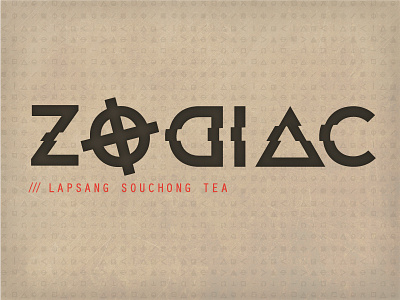 Zodiac Tea Logo cryptic language lapsing souchong lettering mysterious symbols tea zodiac zodiac killer