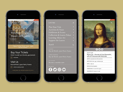 Louvre Redesign — Mobile Overview mobile museum musée du louvre paris responsive design typogaphy website