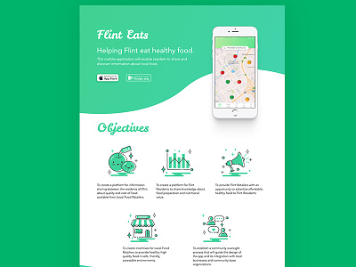 Web page design for Flint Eats App app design eating healthy icon landing page sketch web