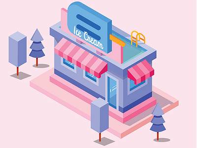 Ice Cream cream graphic ice illustrator isometric pink