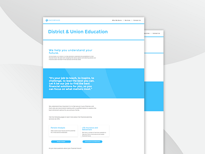Encompass District & Union Education Webpage Design blue design development encompass insurance softwaredevelopment webpage webpagedesign