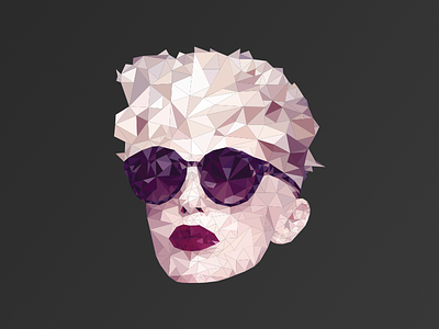 Red Lipstick character face illustrator low poly poly polygon portrait triangle woman
