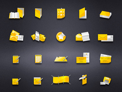 Print-shop icons icon icon set press vector yellow