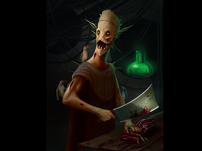 Butcher character concept art conceptart creature digital painting digitalpainting fantasy flesh illustration meat undead zombie
