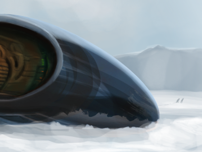 Ship in snow alien conceptart digitalpainting spaceship