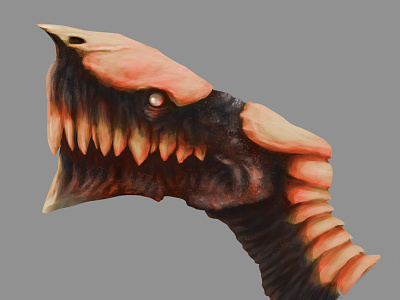 Black red bone dragon conceptart creature digitalpainting dragon head illustration