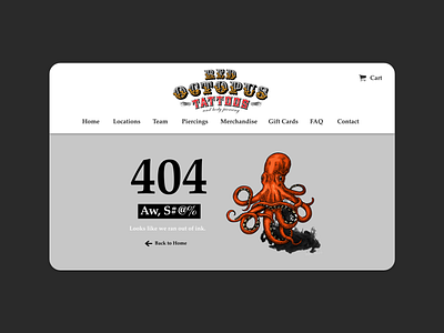 DAY 008 - 404 ERROR PAGE 100dayuichallenge 404error 404errorpage adobexd dailyui tattooshop uidesign uxdesign uxui wireframe