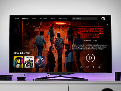 DAY 025 - TV APP 100dayuichallenge adobexd dailyui design strangerthings tvapp uidesign uxdesign uxui wireframe