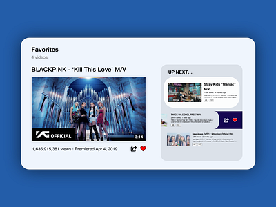 DAY 044 - FAVORITES 100dayuichallenge adobexd dailyui design favorites favoritevideos playlist uidesign uxdesign uxui video videos wireframe