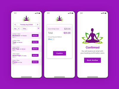 DAY 054: CONFIRMATION 100dayuichallenge adobexd classes confirmation dailyui design uidesign uxdesign uxui wireframe yoga yogaclasses