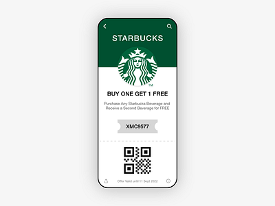 DAY 061 - REDEEM COUPON 100dayuichallenge adobexd coupon dailyui design redeemcoupon starbucks uidesign uxdesign uxui wireframe