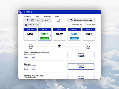 DAY 068 - FLIGHT SEARCH 100dayuichallenge adobexd airlines dailyui design flight flightsearch search uidesign unitedairlines uxdesign uxui wireframe