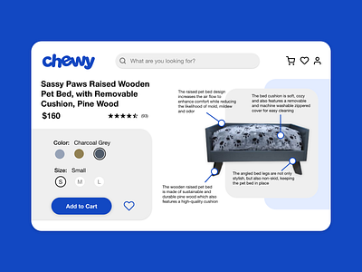 DAY 095 - PRODUCT TOUR 100dayuichallenge adobexd chewy dailyui design ecommerce onlineshopping petbed uidesign uxdesign uxui wireframe