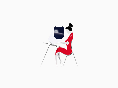 Working With A View animation art branding illustration minimal office product design red space