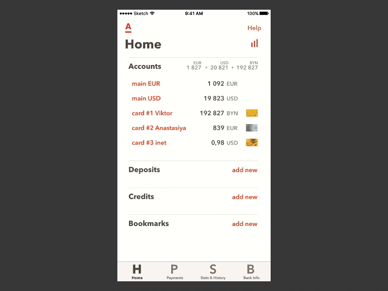 Prototype For Alfa Bank App