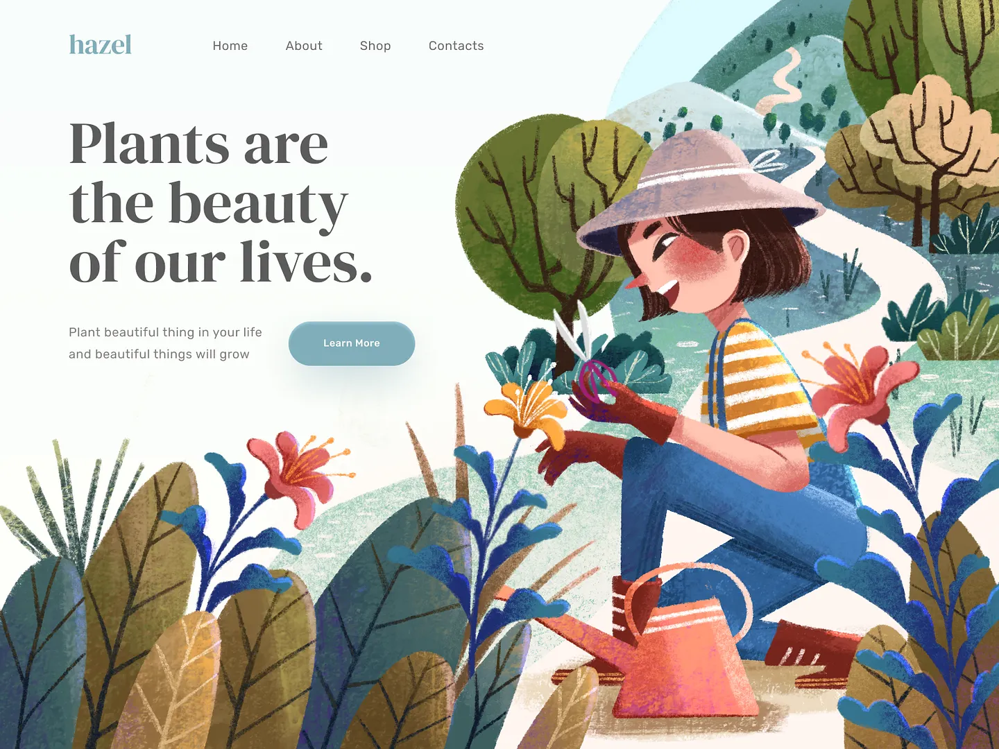 Vibrant Garden Center Website Design Featuring Lush Illustrations