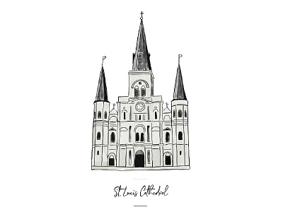 St. Louis Cathedral icon for wedding seating chart. cathedral digital illustration new orleans new orleans staple nola st.louis cathedral