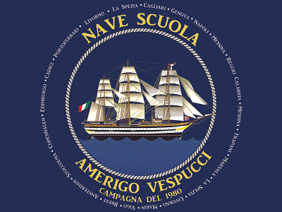 Amerigo Vespucci Ship beautiful digital illustration genova illustration italian italian tall ship tall ship vector art vespucci
