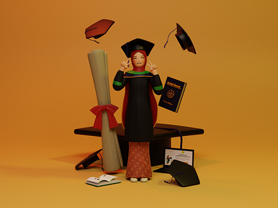 Finally graduated ^^ 3d 3dart 3dcharacter 3ddesign 3dillustration 3dmodel blender blender3d blenderart design graduation illustration