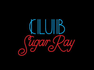 Club Sugar Ray Lettering old school eighties black movie vector illustration typography
