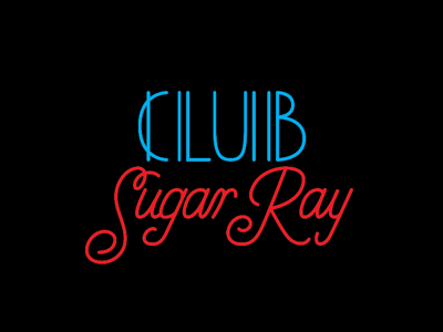 Club Sugar Ray Lettering black movie eighties illustration old school typography vector