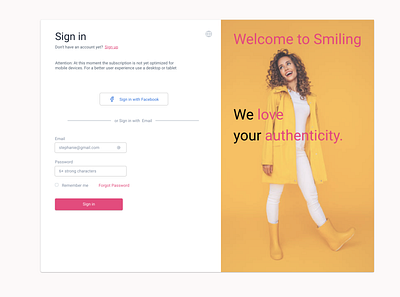 Sign in Page branding ui ux