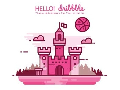 First Shot ! castle debut dribbble first shot hello illustration invitation landscape