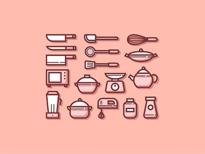 Kitchen set icons cook cooking equipment icon icons illustration kitchen vector