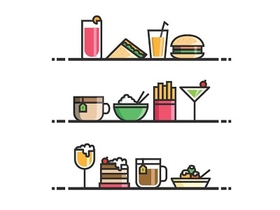 Food and beverage icons beverage burger drink food icon icons illustration junkfood