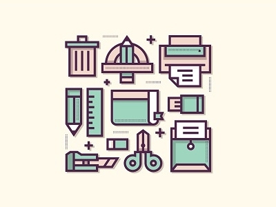 Office Stationery icons icon icons illustration office pencil printer stationery tools