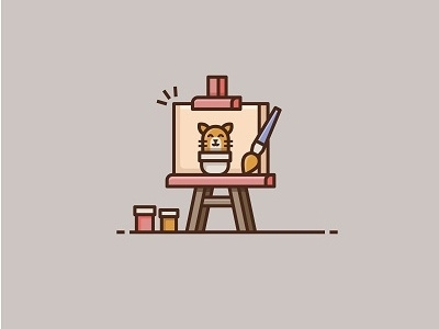 Catty brush cat cute illustration paint painting
