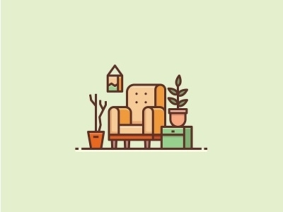 Chair chair home icon illustration interior logo plant table