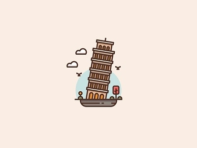 Pisa Tower icon illustrasi italy landmark logo pisa tower