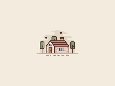 Little House home house icon illustration landscape logo tree