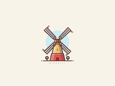 Windmill amsterdam icon illustration landscape logo netherland vector windmill
