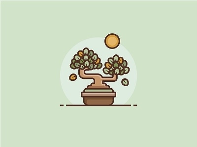 Bonsai bonsai icon illustration nature plant pot sun tree zen