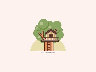 Treehouse cute forest green home house icon illustration tree treehouse trees vector