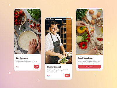 Onboarding Screens app chef design graphic design grocery mobile app onboarding product design recipe ui ui design ux ux design visual design