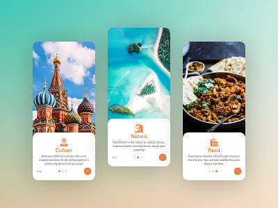 Onboarding Screens - Travel App app design mobile app product design travel travel app ui ux visual design
