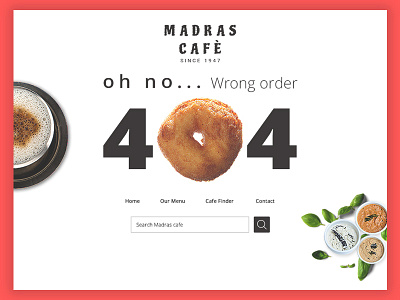 404 Page 404 cafe design error experience india interface page ui ux vada white