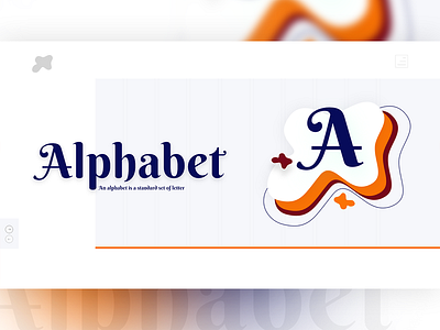 Webpage a alphabet banner blue creative demo design illustration letter line art orange simple text typography ui webpage white