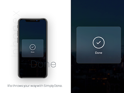 I phone x , Done screen blue creative demo design done ios iphone mobile app mockups screen simple tick ui white