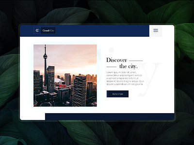 Grand city webpage 2019 banner blue city creative demo design green mock up simple tourism travel typography ui webpage website white