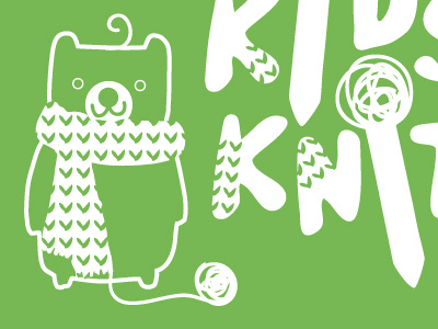 Kids Knit logo & character development bear craft kids knit scarf stitch wool