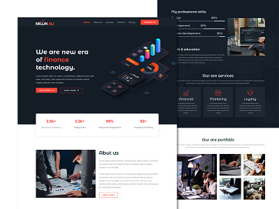 Website Design : Finance technology landing page UI/UX
