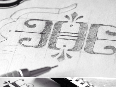 Cap H sketch typography