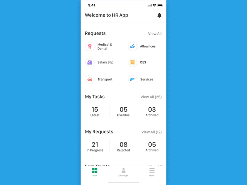 Simple HR Dashboard Design cubixinc gif hr ios iphone x mobile app sketchapp uidesign uxdesign