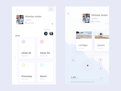 Looking For Designer? cards flat information ios location map mobile profile search ui white