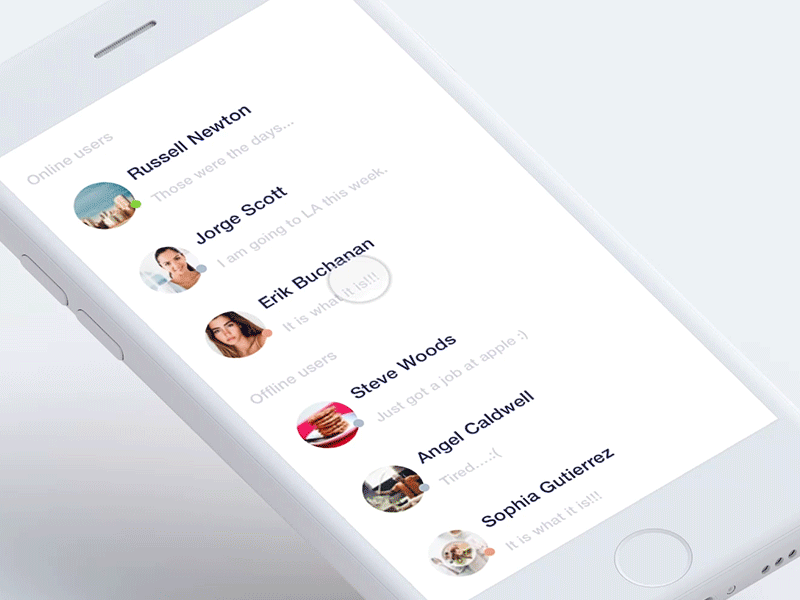 Chattting animation app chat flat gradient interaction ios mobile profile ui